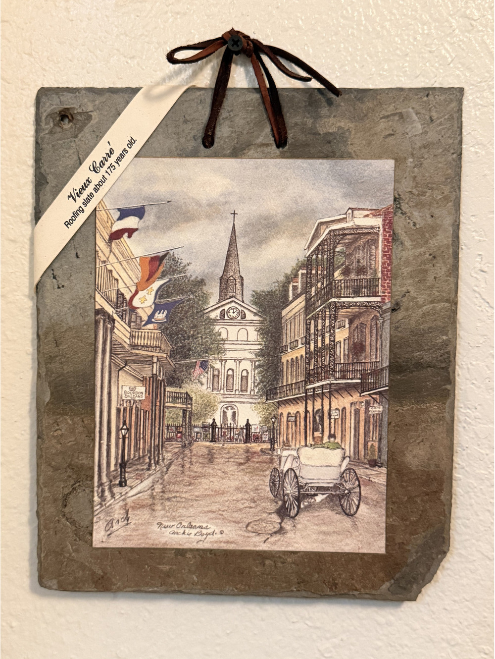 vintage New Orleans art print By Archie Boyd on Antique roofing slate